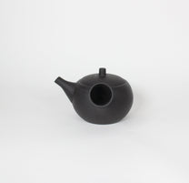 Japanese Tokoname Ceramic Kyusu Tea Pot, Unglazed Iron Black