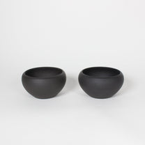 Japanese Tokoname Ceramic Tea Cup, Unglazed Iron Black