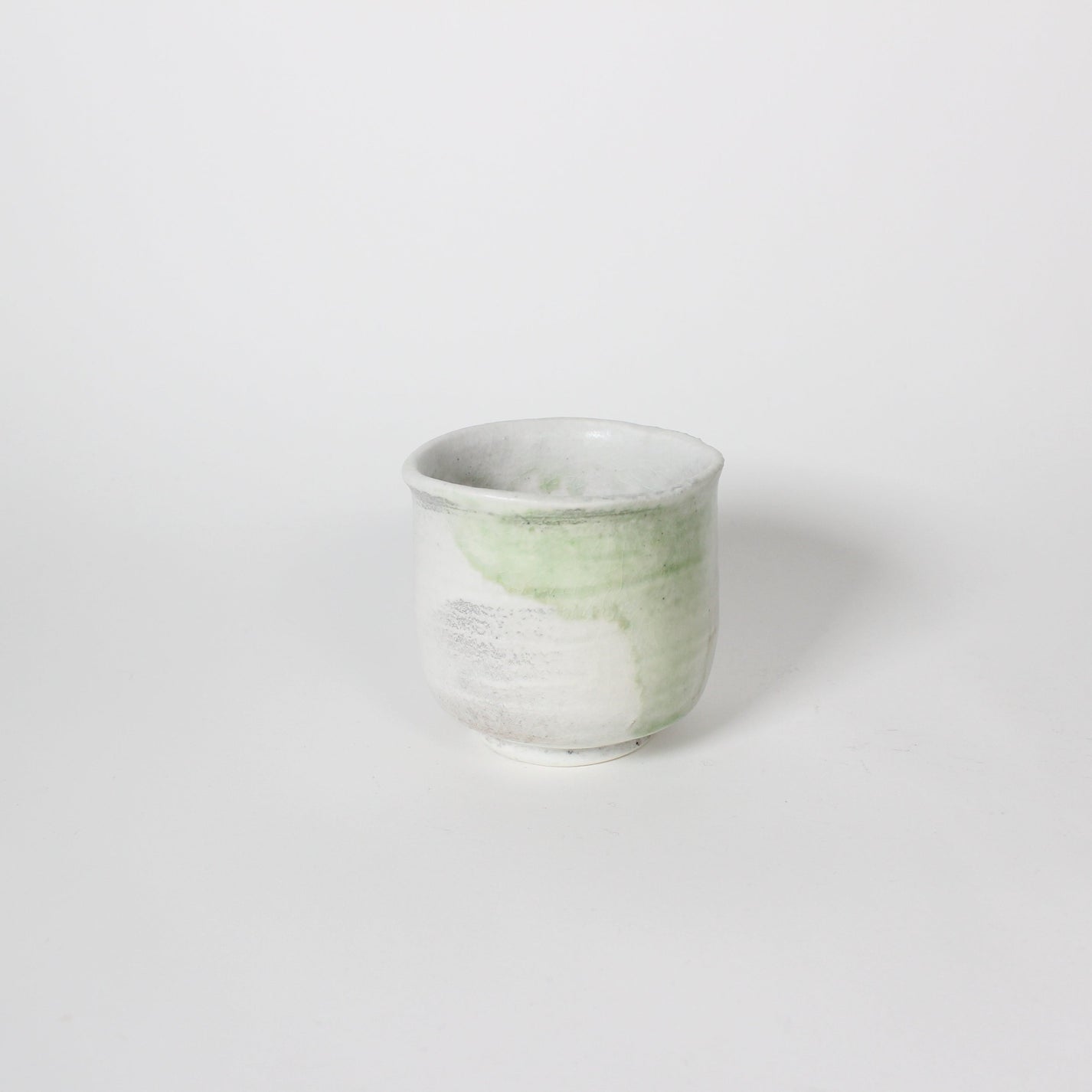Japanese Shigaraki Ceramic Tea Cup, White &amp; Green
