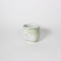 Japanese Shigaraki Ceramic Tea Cup, White &amp; Green