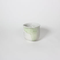Japanese Shigaraki Ceramic Tea Cup, White &amp; Green
