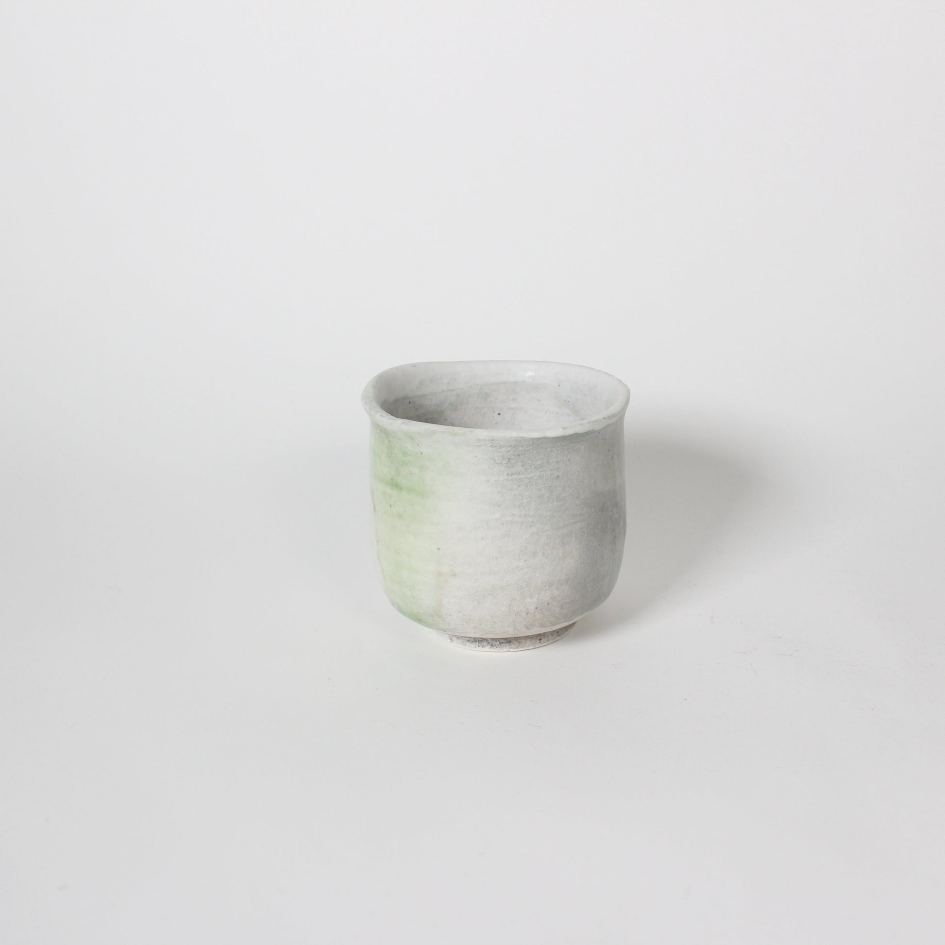 Japanese Shigaraki Ceramic Tea Cup, White &amp; Green