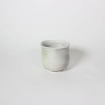 Japanese Shigaraki Ceramic Tea Cup, White &amp; Green