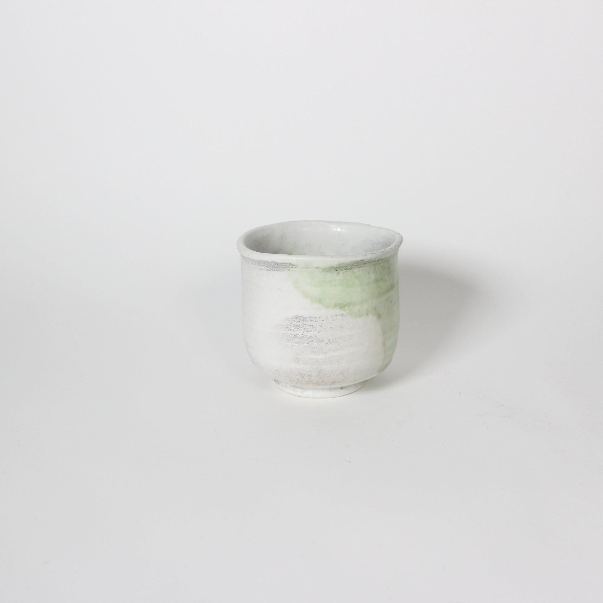 Japanese Shigaraki Ceramic Tea Cup, White &amp; Green