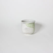 Japanese Shigaraki Ceramic Tea Cup, White &amp; Green