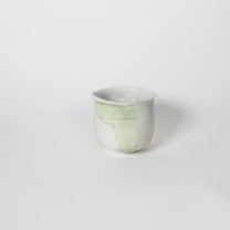 Japanese Shigaraki Ceramic Tea Cup, White &amp; Green