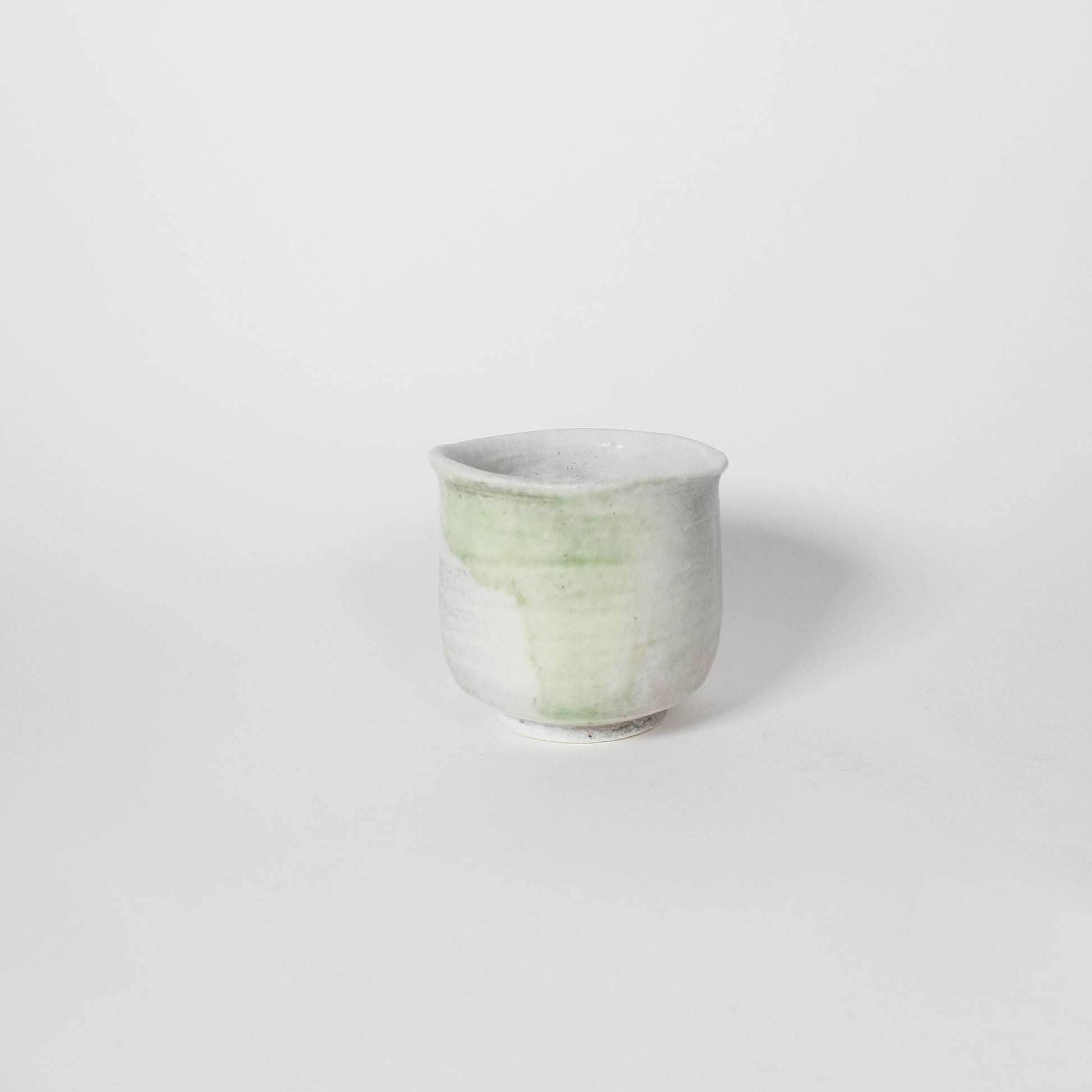 Japanese Shigaraki Ceramic Tea Cup, White &amp; Green