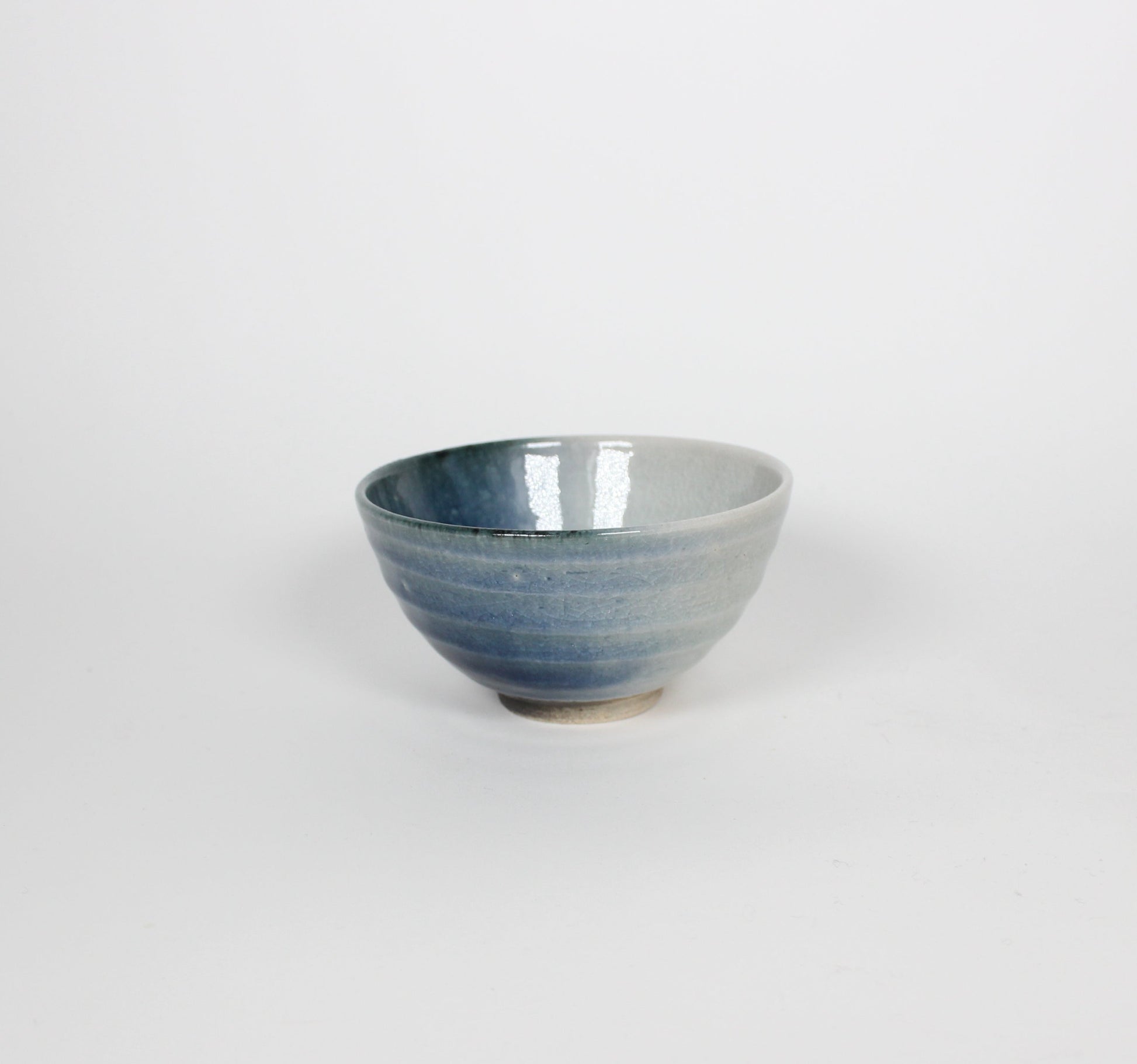 Japanese Shigaraki Ceramic Matcha Bowl, Gradient Blue