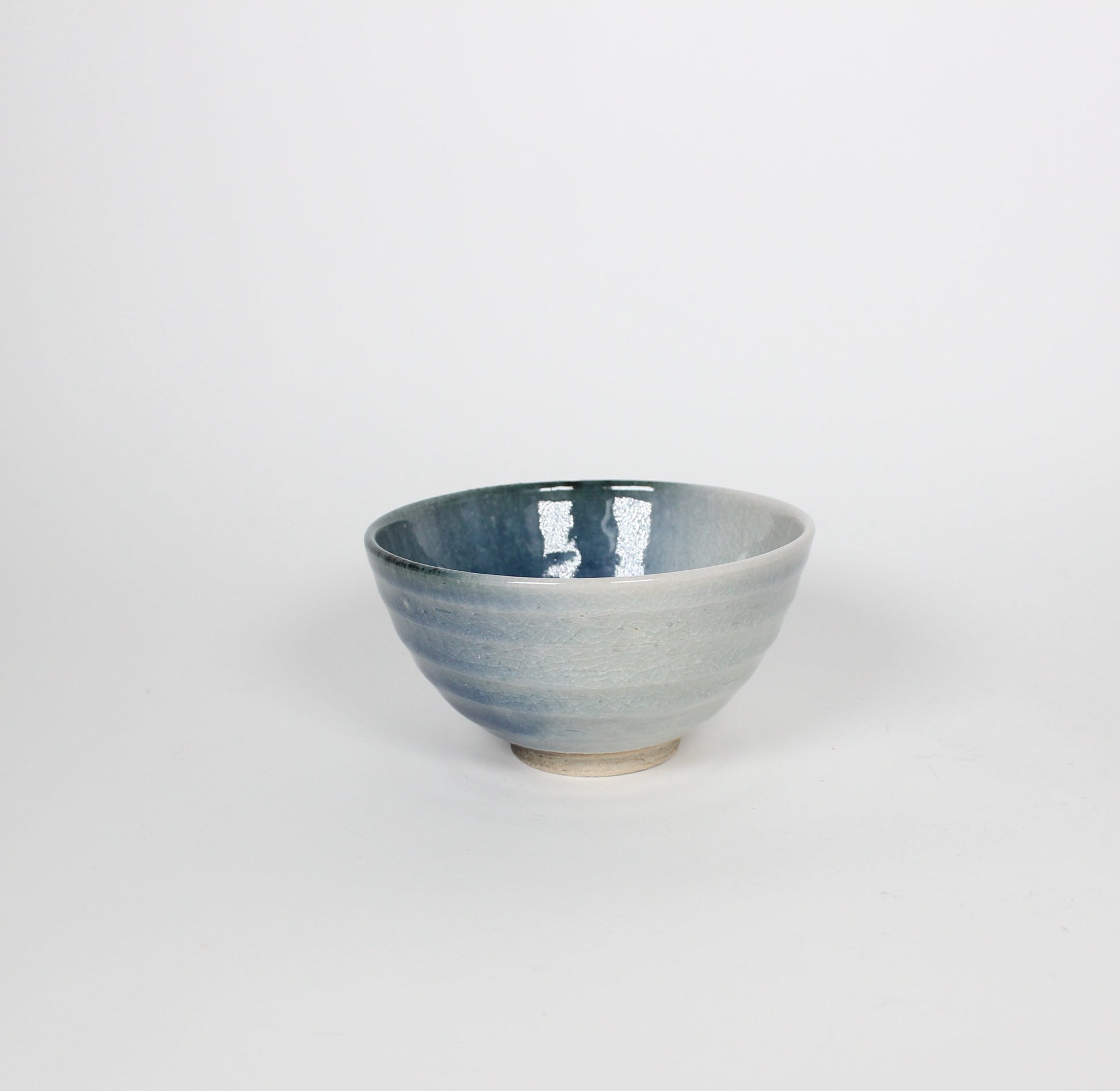 Japanese Shigaraki Ceramic Matcha Bowl, Gradient Blue