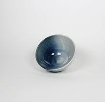 Japanese Shigaraki Ceramic Matcha Bowl, Gradient Blue