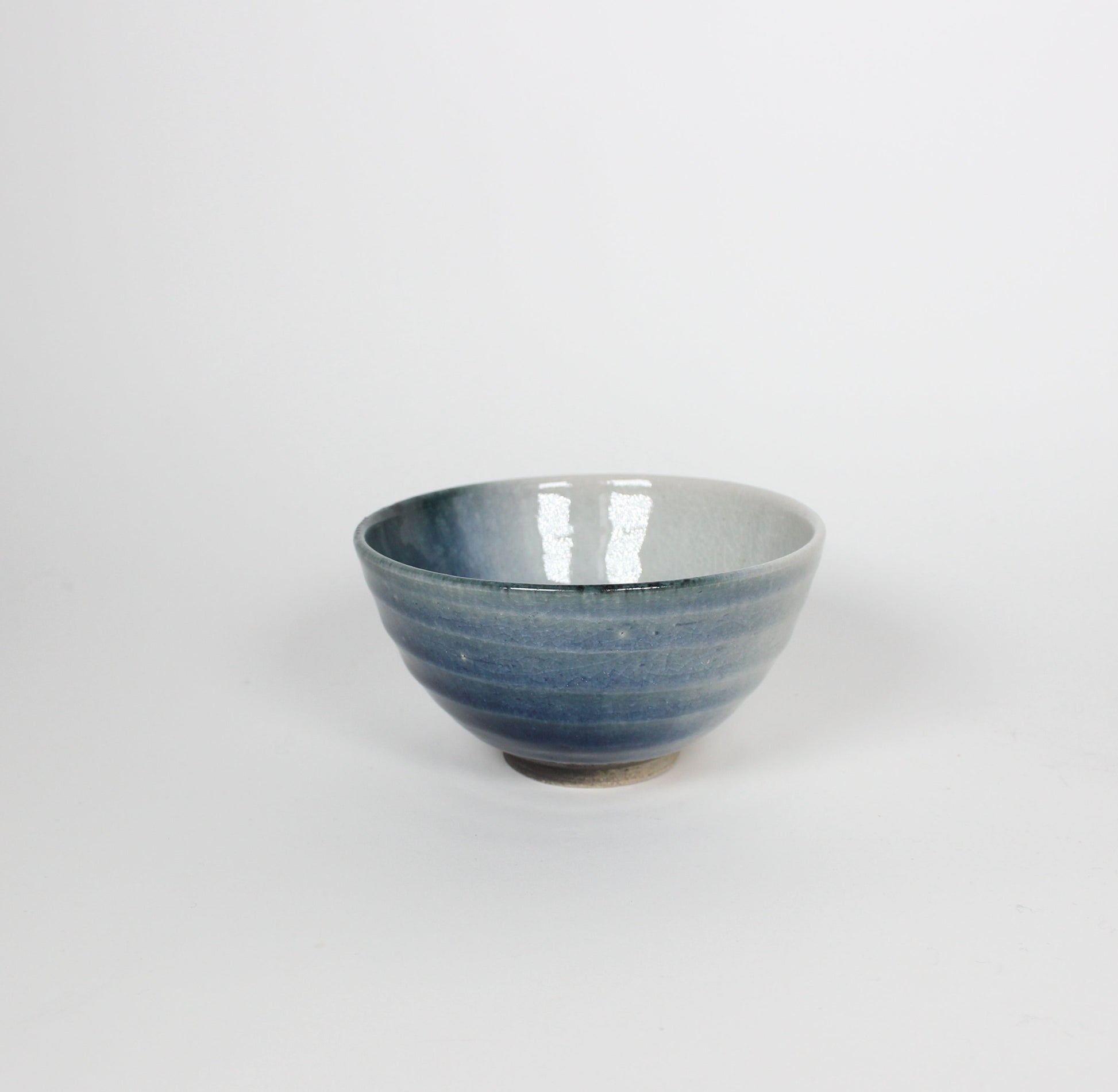 Japanese Shigaraki Ceramic Matcha Bowl, Gradient Blue