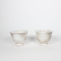 Japanese Shigaraki Ceramic Tea Cups, Haze, Set of 2