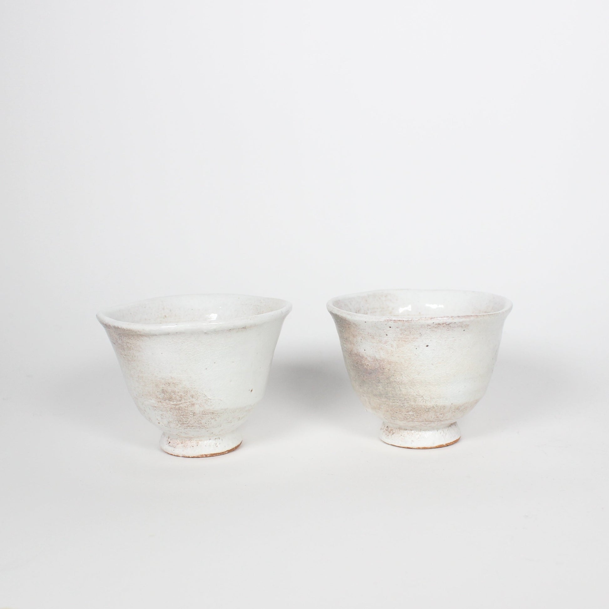 Japanese Shigaraki Ceramic Tea Cups, Haze, Set of 2