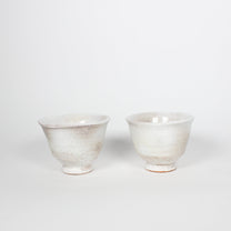 Japanese Shigaraki Ceramic Tea Cups, Haze, Set of 2