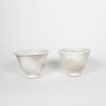 Japanese Shigaraki Ceramic Tea Cups, Haze, Set of 2