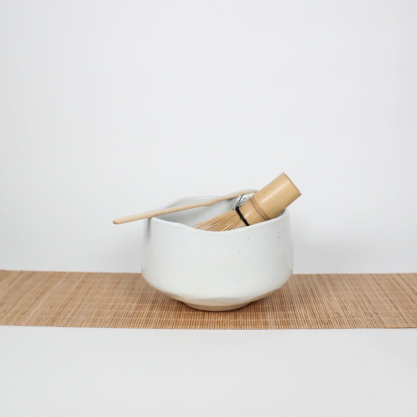Japanese Mino-Yaki Ceramic Matcha Bowl, White