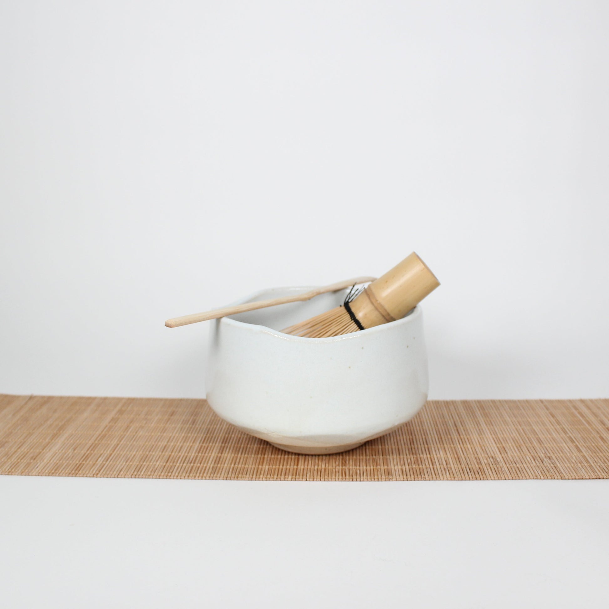 Japanese Mino-Yaki Ceramic Matcha Bowl, White