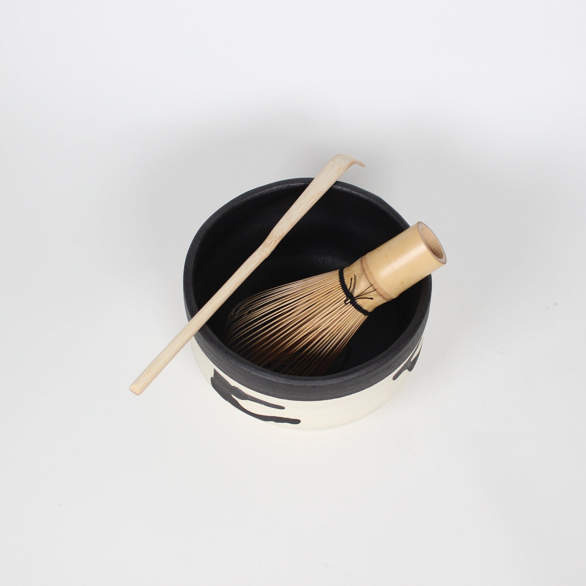 Japanese Shigaraki Ceramic Brush Stroke Matcha Bowl