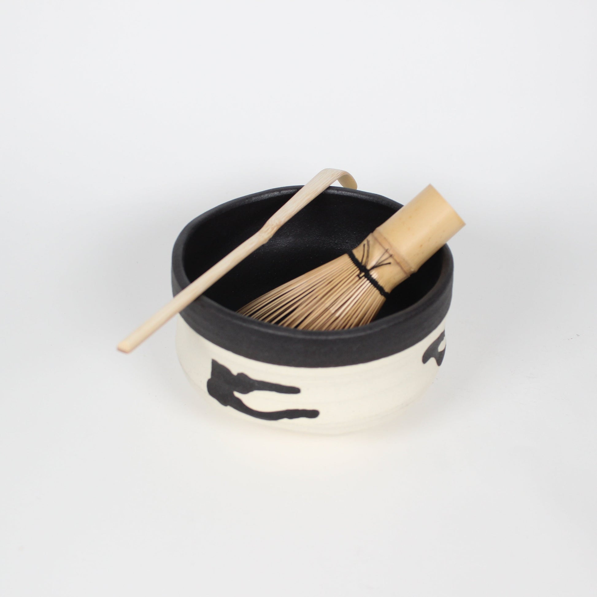 Japanese Shigaraki Ceramic Brush Stroke Matcha Bowl