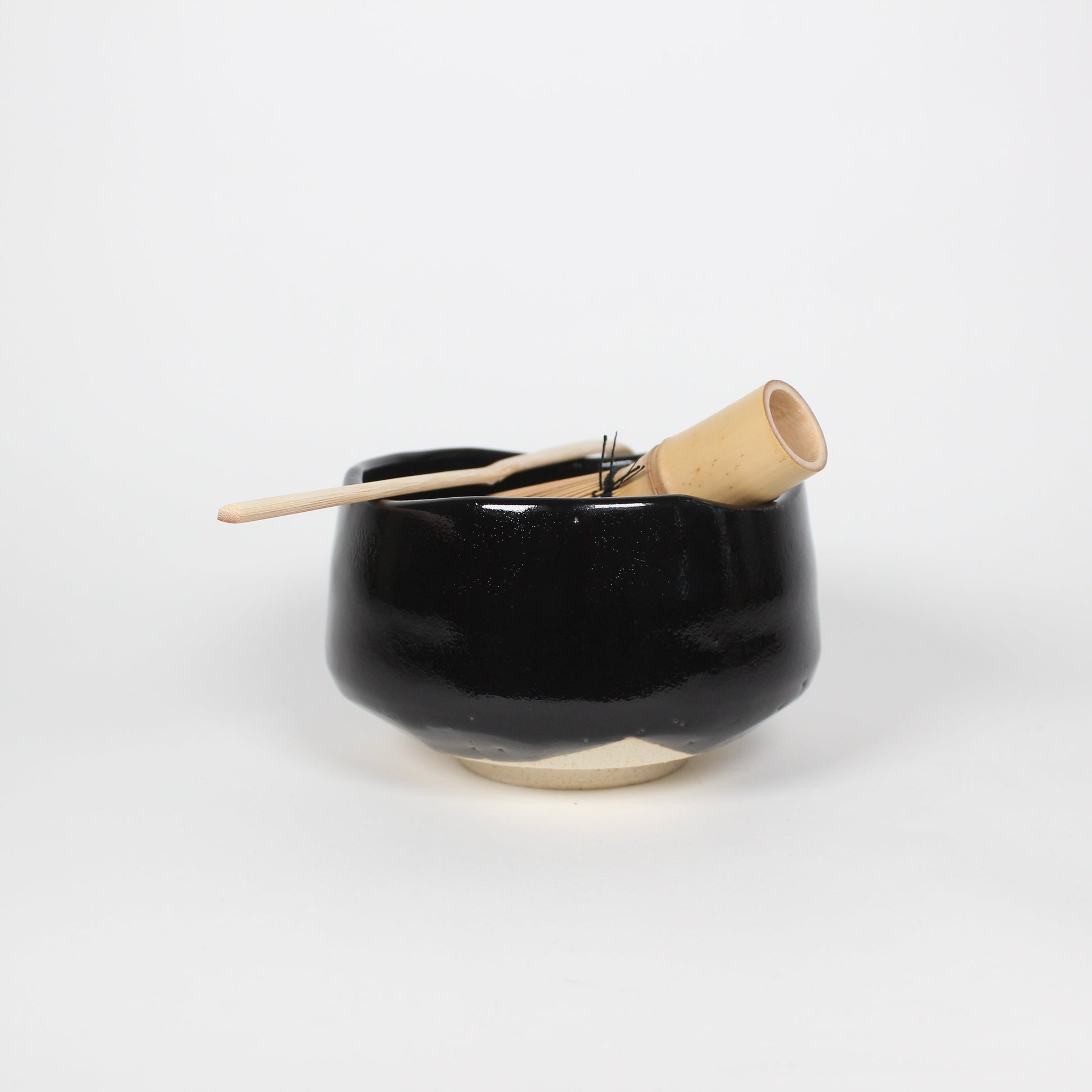 Japanese Mino-Yaki Ceramic Matcha Bowl, Black