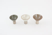 Korean Buncheong Ceramic Carved Silver-Footed Cup