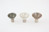 Korean Buncheong Ceramic Carved Silver-Footed Cup